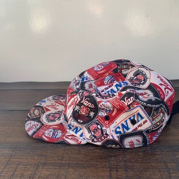 Vans 5 Panel Hat Strap Back Davis All Over Print Signs Logo Beer Stickers - Picture 4 of 5